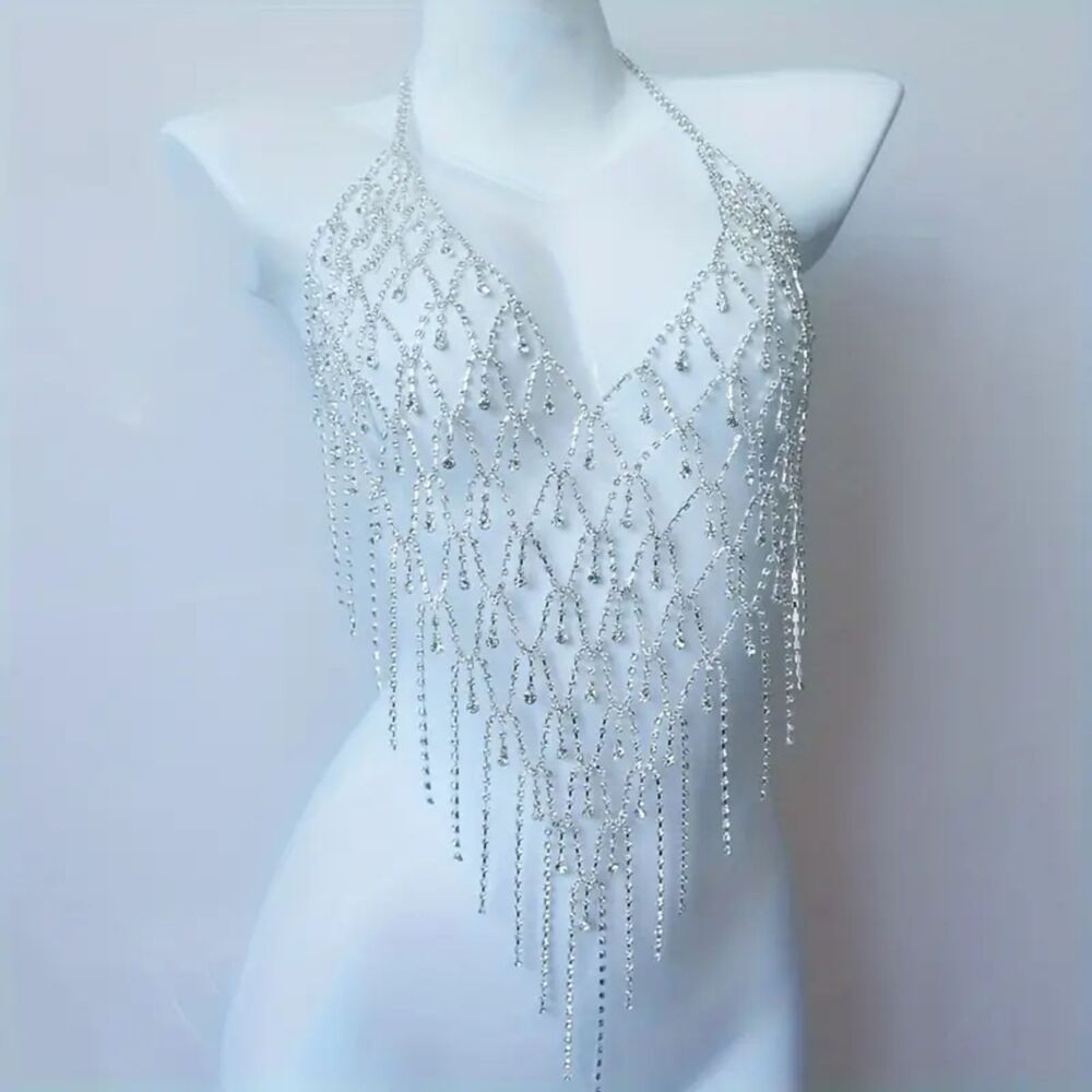 Women's Crystal Silver Rhinestone Body Chain – Jewelry for Cub, Rave & Festivals